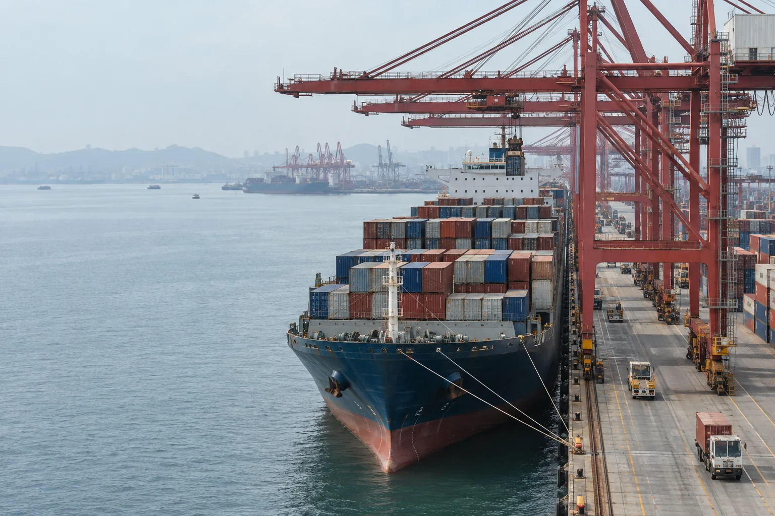Puerto de contenedores marítimos con salidas semanales regulares